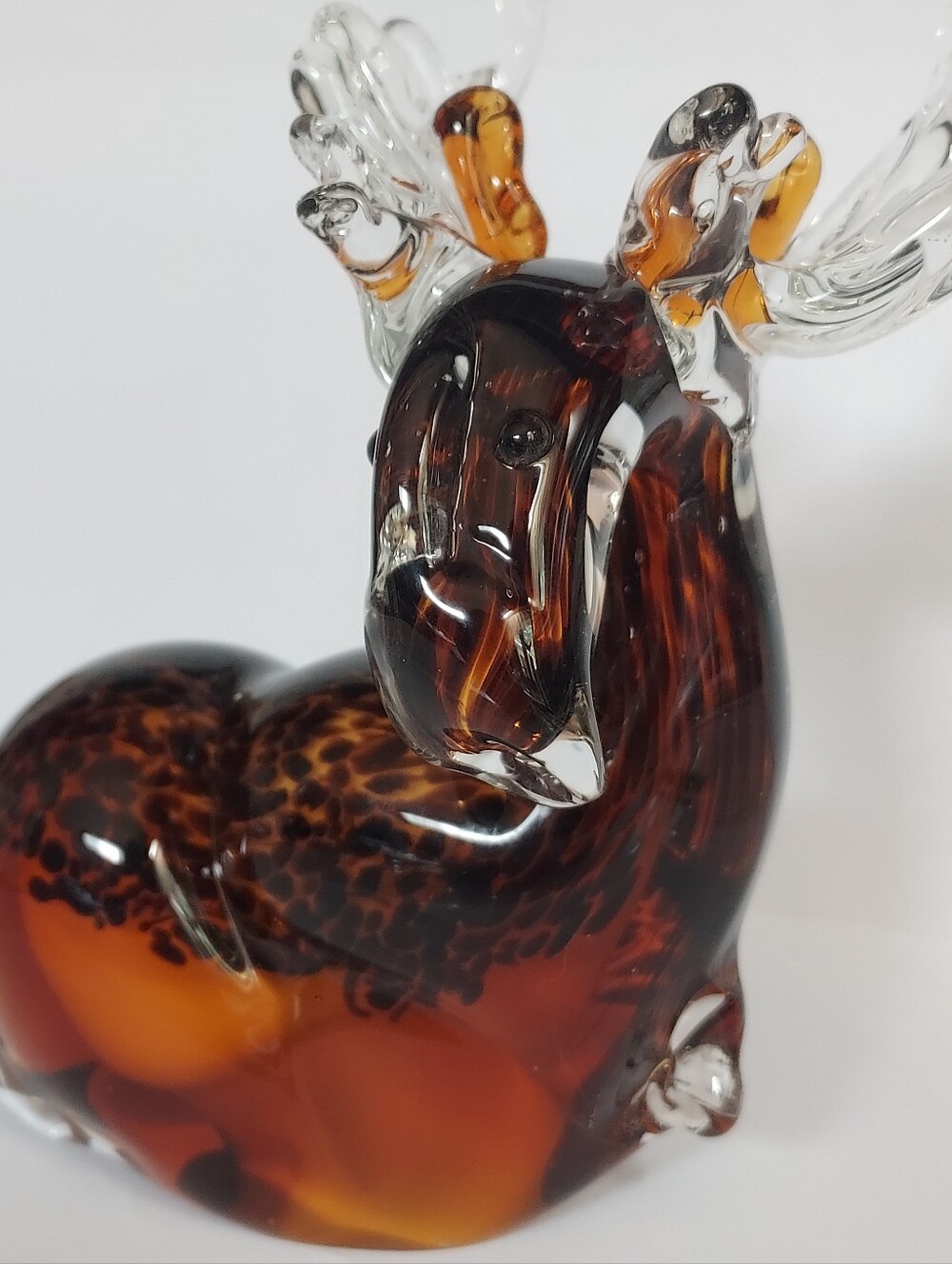 Beautiful Amber Brown Glass Moose Home Decor